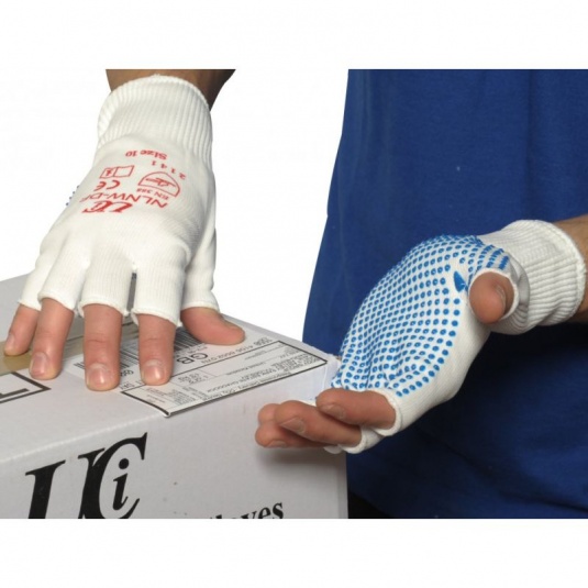 UCi Fingerless Nylon PVC-Dotted White Gloves NLNW-DF